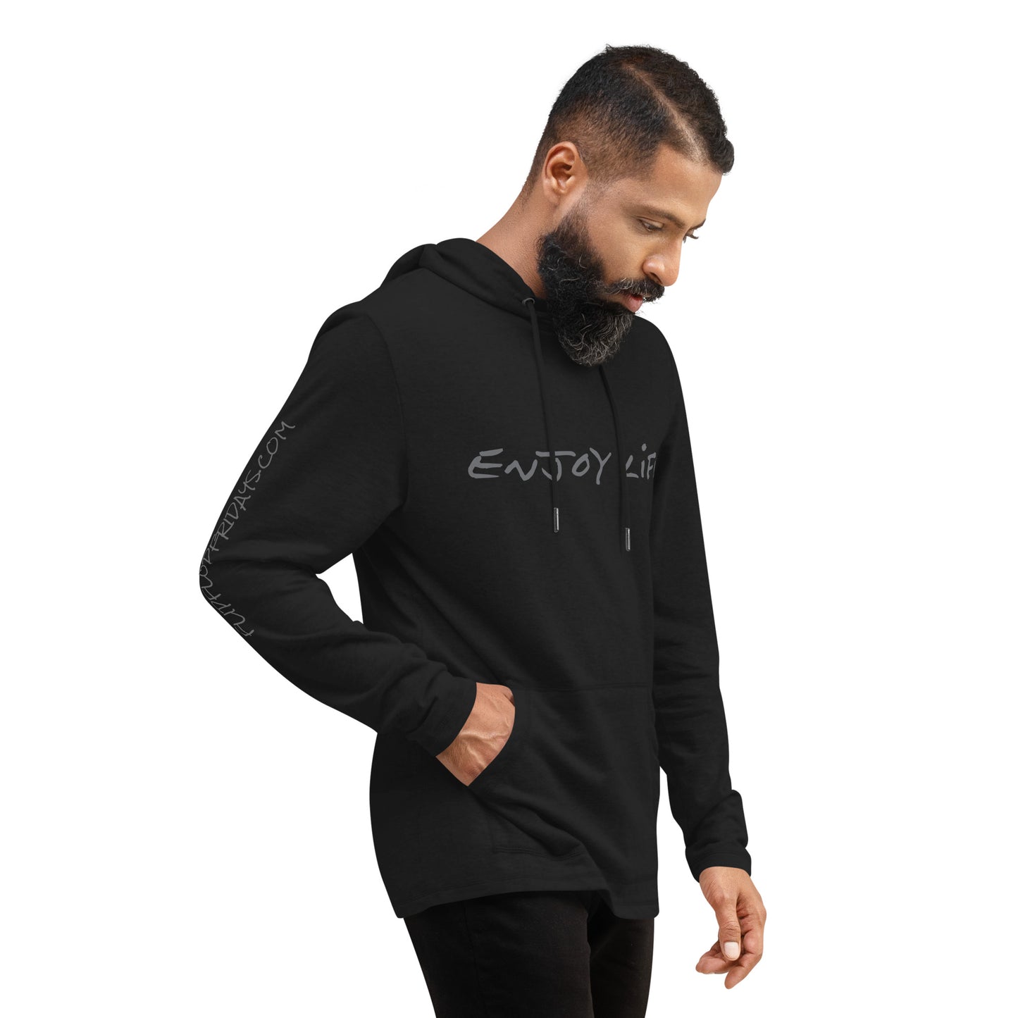 ENJOY LIFE | GREY - District DT571 Unisex Lightweight Hoodie