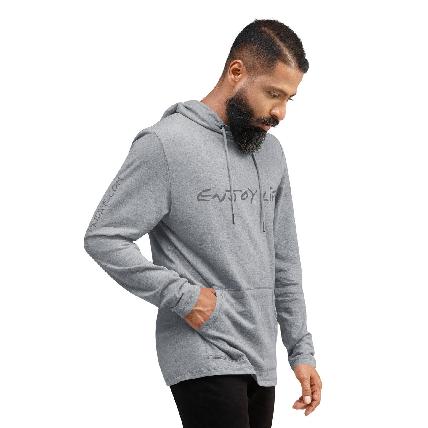 ENJOY LIFE | GREY - District DT571 Unisex Lightweight Hoodie