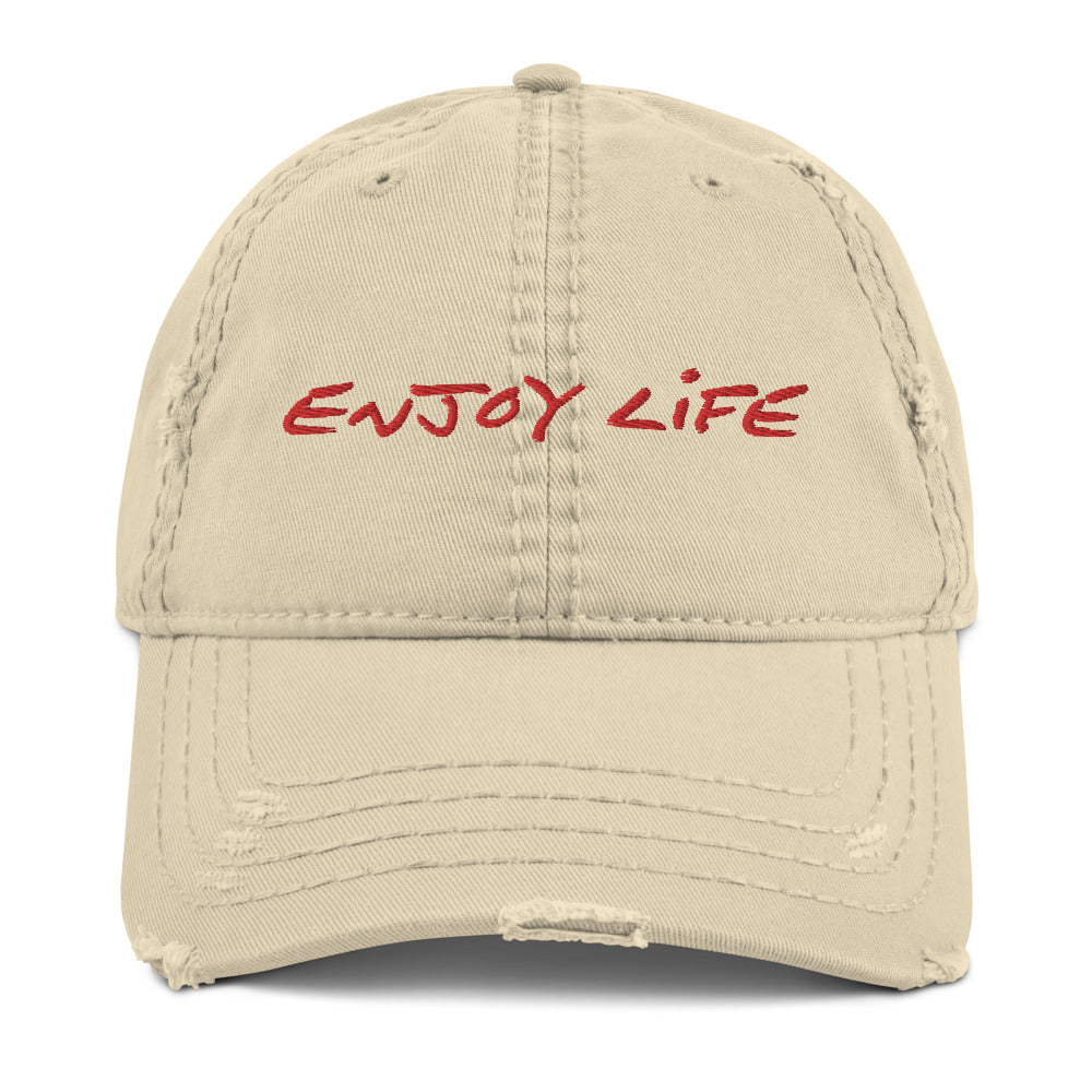 ENJOY LIFE | RED - Distressed Dad Hat