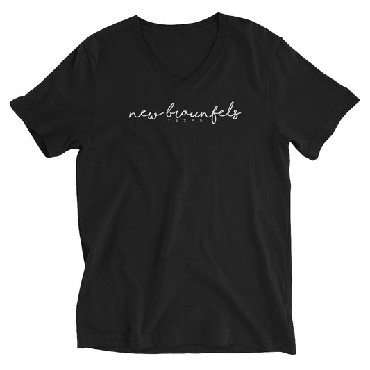 NB SCRIPT - Unisex Short Sleeve V-Neck T-Shirt