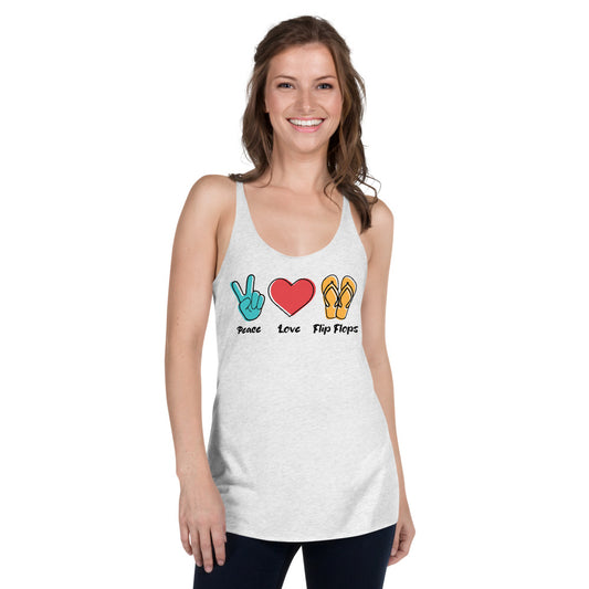 PEACE, LOVE, FLIP FLOPS - Women's Racerback Tank