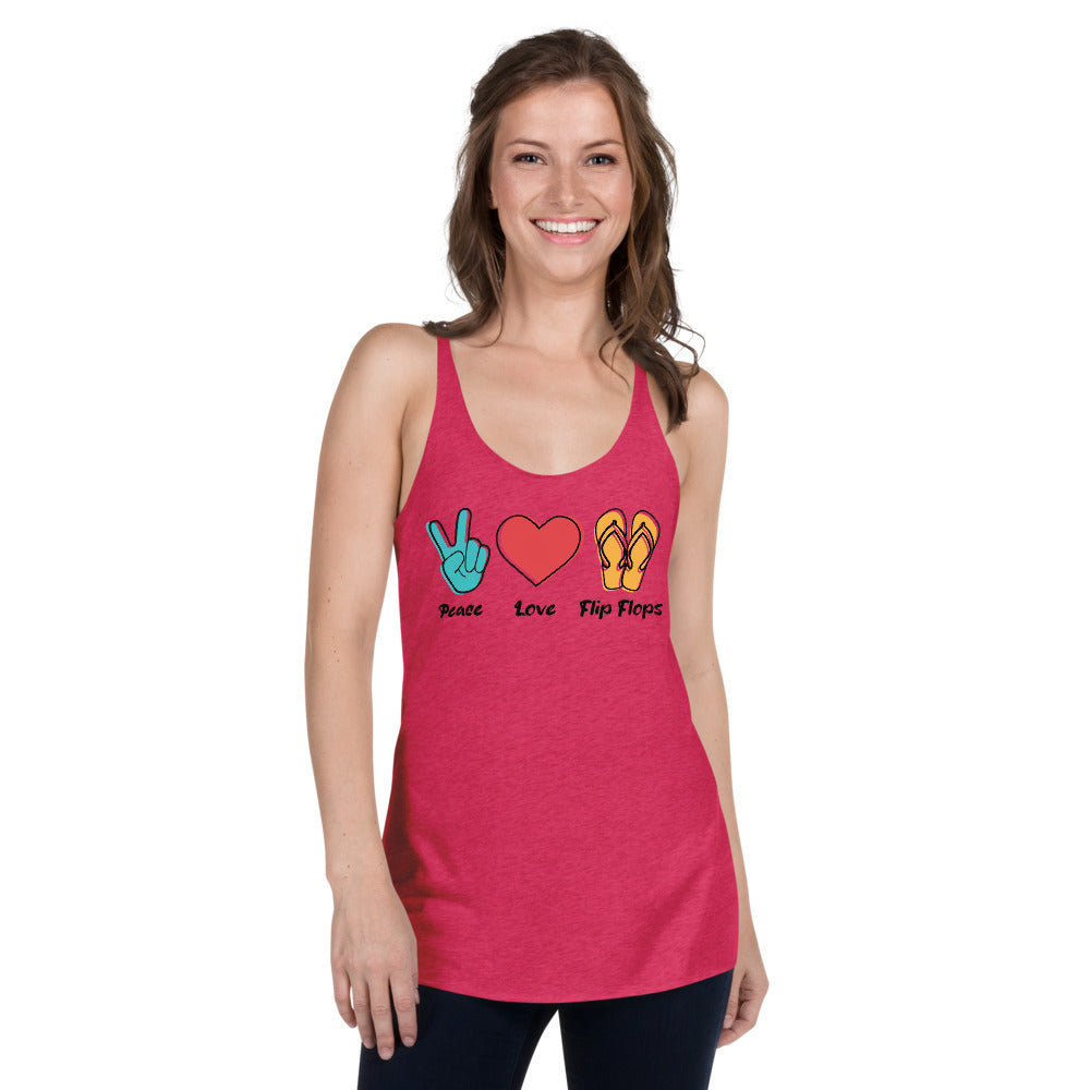 PEACE, LOVE, FLIP FLOPS - Women's Racerback Tank