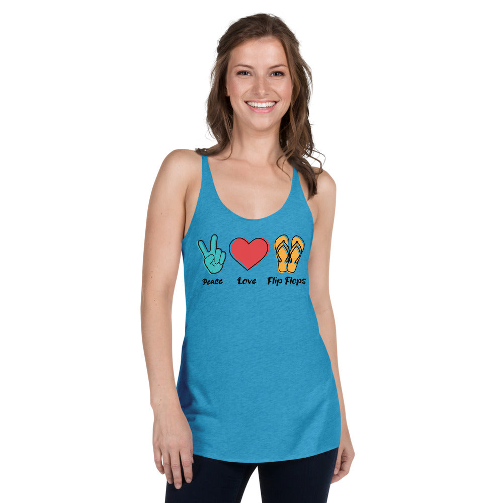 PEACE, LOVE, FLIP FLOPS - Women's Racerback Tank